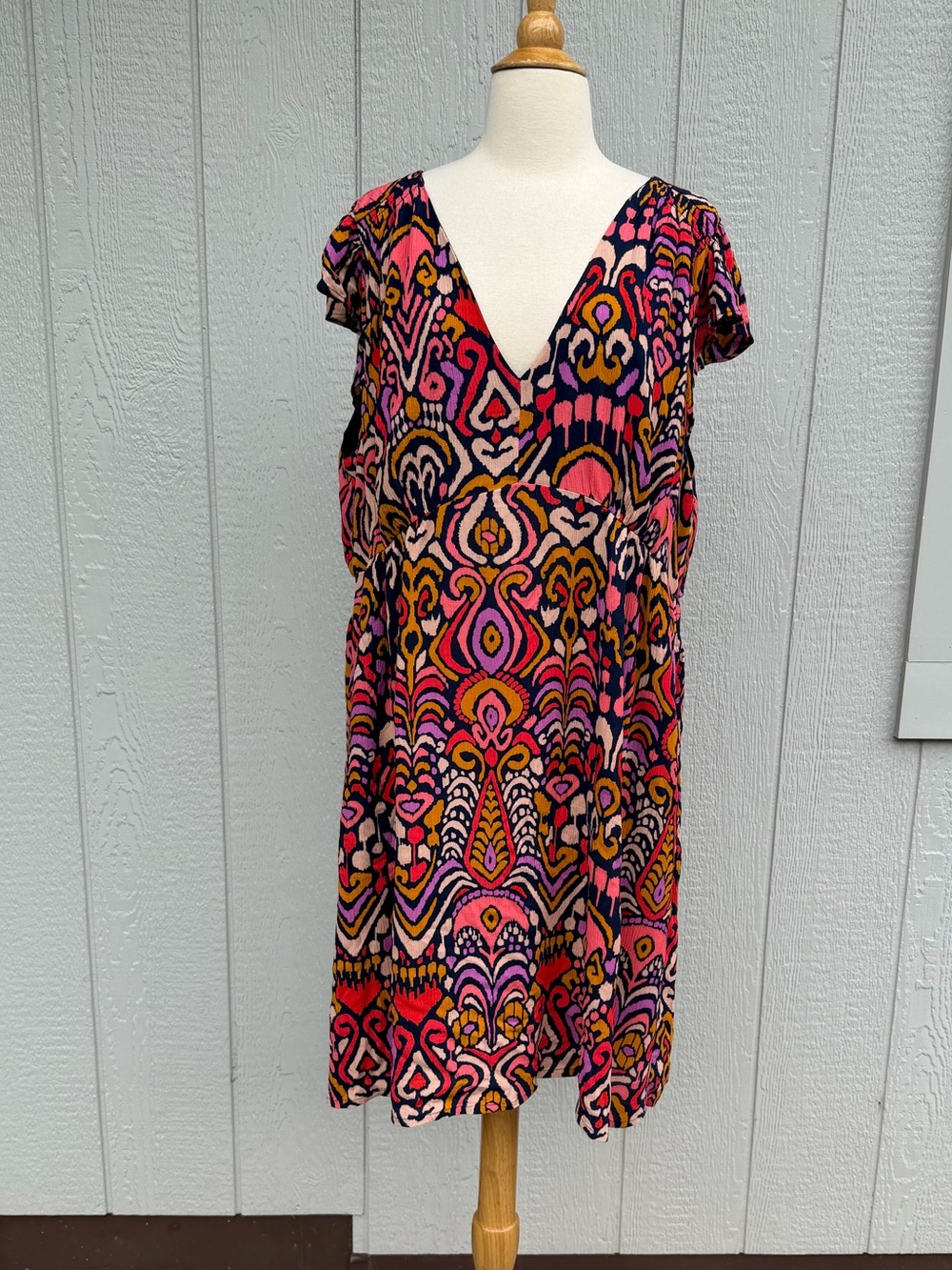 Boden 16/18 L 1X Ikat Grace Dress Flutter Sleeves